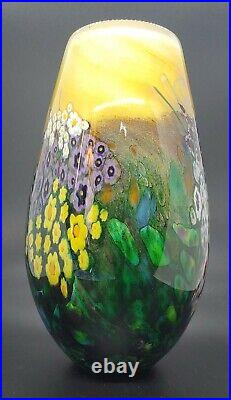 OOAK Art Glass Vase Signed SHAWN MESSENGER MILLEFIORE MURRINI FLOWER VASE 2002