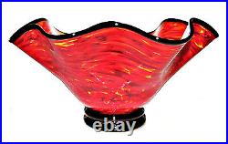 OPAL ART GLASS Flutter Vase Red Signed 2007