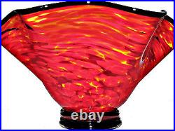 OPAL ART GLASS Flutter Vase Red Signed 2007