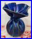 ORIENT-FLUME-Art-Glass-Vase-8-Iridescent-Blue-Aurene-Signed-O-F-Numbered-01-nsnt