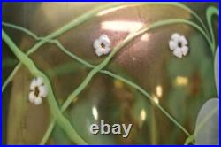 ORIENT & FLUME Studio Art Glass VASE IRIDESCENT SIGNED FLORAL Flowers 10 Signed