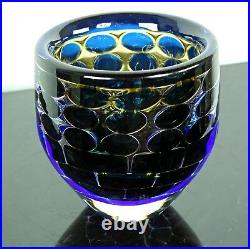 ORREFORS INGEBORG LUNDIN ARIEL 6h Mid-Century Modern Cobalt Glass Vase