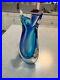 Oggetti-L-Lonesto-Murano-Art-Glass-Fishtail-Vase-Cobalt-Blue-Signed-9-7-01-iung