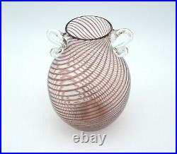 Optic Swirl Art Glass Vase Signed