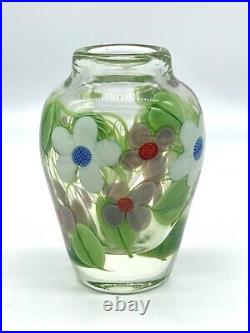 Orient & Flume Art Glass Vase Paperweight Floral Signed Numbered 6