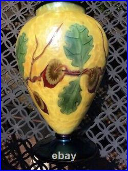 Orient & Flume LE Acorn Art Glass Vase Signed by David Smallhouse 8 1/4