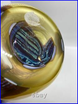 Orient and Flume Art Glass Vase Hawthorn Woods Hand Blown Gold Iriscene Vintage