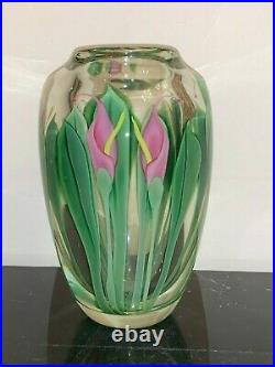 Orient and Flume Scott Beyers Signed and Numbered Callas Floral Vase 9.5 Tall