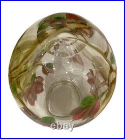 Orient and Flume Signed Alexander Hand Blown Art Glass Heavy Floral Vase
