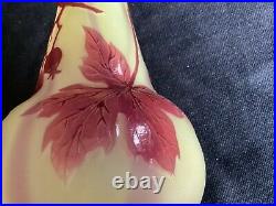 Original Antique Galle Cameo Glass Vase with Leaves & Berries Signed circa 1900 #1