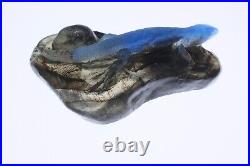 Original Art Glass Pate de verre Crystal sculpture signed LRC Lizard