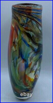 Pauly Cudd Art Glass Vase Signed 9 Tall