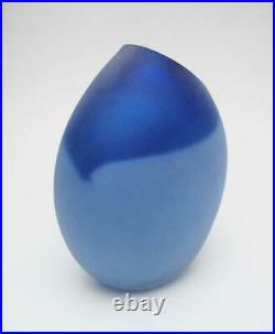 Philip Stokes Australian Art Glass Blue Vase Signed Freeformed Early Example