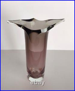 RARE 1996 Vintage Signed John Nickerson Amethyst Brutalist Glass Vase 9.5