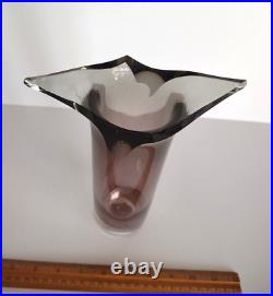 RARE 1996 Vintage Signed John Nickerson Amethyst Brutalist Glass Vase 9.5