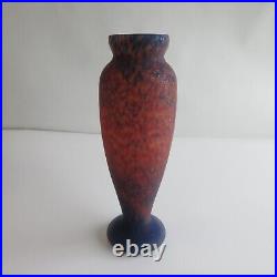 RARE DAUM NANCY / ANDRE DEIATTE ANTIQUE GLASS VASE signed multicolor