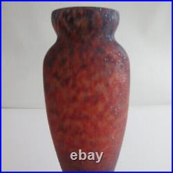 RARE DAUM NANCY / ANDRE DEIATTE ANTIQUE GLASS VASE signed multicolor