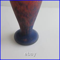 RARE DAUM NANCY / ANDRE DEIATTE ANTIQUE GLASS VASE signed multicolor