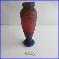 RARE DAUM NANCY / ANDRE DEIATTE ANTIQUE GLASS VASE signed multicolor