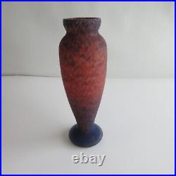 RARE DAUM NANCY / ANDRE DEIATTE ANTIQUE GLASS VASE signed multicolor