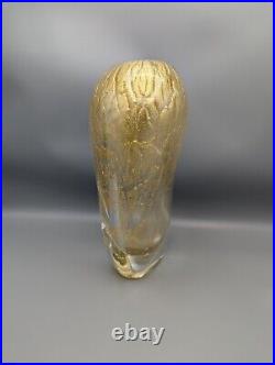 RARE Formia Vetri De Murano Gold Vase Hand Signed 10.5 Studio Art Glass