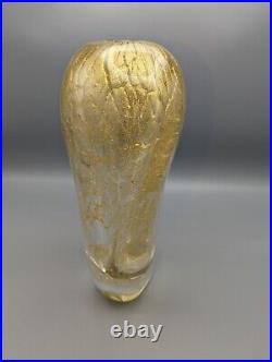 RARE Formia Vetri De Murano Gold Vase Hand Signed 10.5 Studio Art Glass
