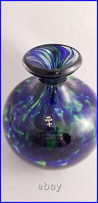 RARE Stunning Vase Bengt Edenfalk for Skruf Swedish Heavy Art Glass Vase Signed