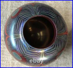 RARE and very early Lundberg pulled feather design artglass vase 1973 SALE