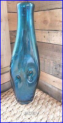 RAREOriginal Venini Forato Glass Sommerso Vase Fulvio Bianconi 1951 blue signed