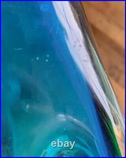 RAREOriginal Venini Forato Glass Sommerso Vase Fulvio Bianconi 1951 blue signed