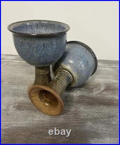 RAYMOND GALLUCCI Art Pottery Stoneware? SIGNED Goblet, Chalice, Wine Glass