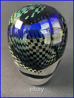 Randy Strong modern art glass vase design signed by the artist 7.5in tall
