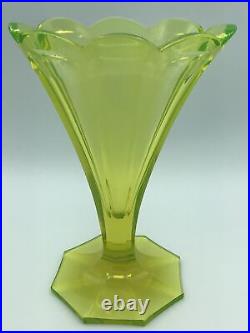Rare MOSER Art Deco VASE Uranium Glass SIGNED 1920's Josef Hoffmann