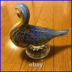 Rare Murano Glass ``TOUR D'ARGENT`` Duck figurine Multicolor Signed