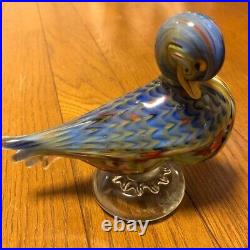 Rare Murano Glass ``TOUR D'ARGENT`` Duck figurine Multicolor Signed from Japan
