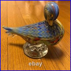 Rare Murano Glass ``TOUR D'ARGENT`` Duck figurine Multicolor Signed from Japan