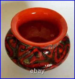 Rare Red Decorated Loetz Art Glass Vase Cased Signed