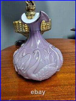 Rare Signed 95th Anniversary Lavender Fenton Swan Vase Made in 2000