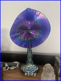 Rare Signed And Dated Jack in the Pulpit Calla Lily Art Glass Vase