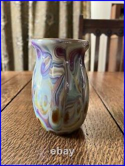 Rare Signed Michael Guzzardo Studio Art Glass Agate Swirl Vase