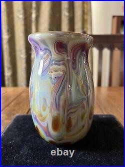 Rare Signed Michael Guzzardo Studio Art Glass Agate Swirl Vase