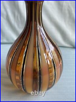 Rare Signed Oggetti Italy Murano Art Glass Vase With Topper