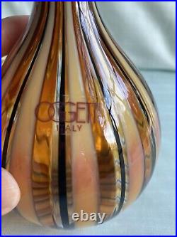 Rare Signed Oggetti Italy Murano Art Glass Vase With Topper