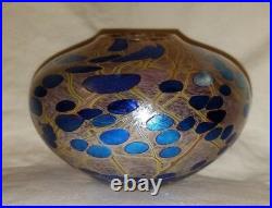 Rare Stunning Siddy Langley Signed Vintage Glass Vase Blue Design Masterpiece