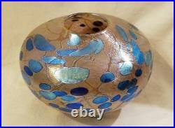 Rare Stunning Siddy Langley Signed Vintage Glass Vase Blue Design Masterpiece