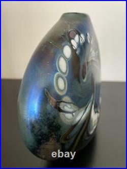 Rare Vintage Loren Chapman Iridescent Blown Art Glass Vase Signed