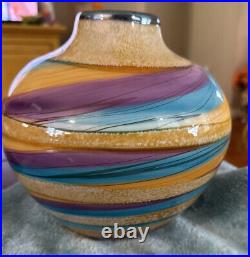 Richard Hornby Studio Large Glass Vase Statement Piece Signed 2002