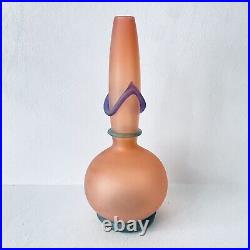 Richard Jones Studio Paran Post Modern Art Peach Green Purple Glass Vase Signed