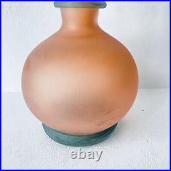 Richard Jones Studio Paran Post Modern Art Peach Green Purple Glass Vase Signed