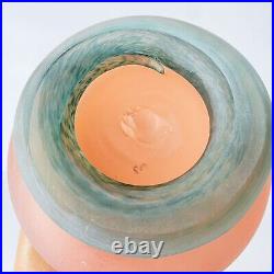 Richard Jones Studio Paran Post Modern Art Peach Green Purple Glass Vase Signed